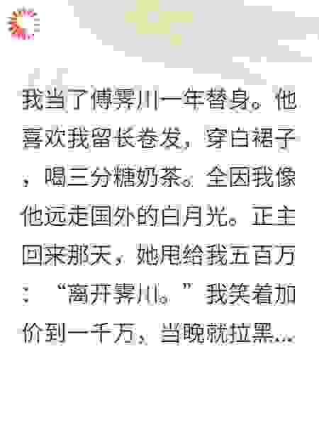 替身她拿钱跑路傅少追到山村发疯