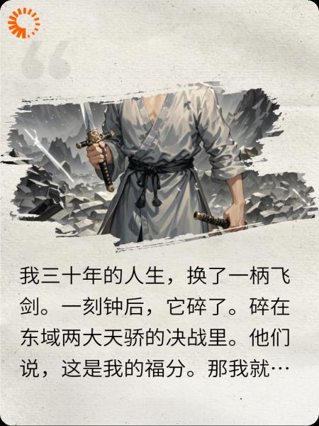 万剑归宗毁我飞剑是我的福分？那我毁了这吃人的世道！
